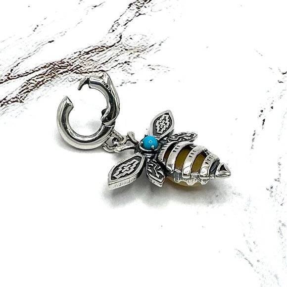 American West Reversible Gemstone Bumblebee 925 Sterling Silver Enhancer Pendant - Picture 3 of 5